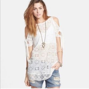 Free people cold shoulder lace swing top